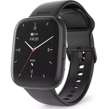 Chytré hodinky Hama 4000, smart hodinky, funkce telefonování, voděodolné IP68, Siri/ Google Assistant, černé