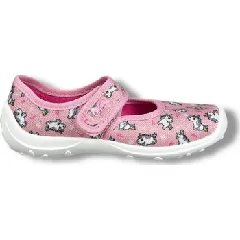 Dívčí baleríny Domácí obuv, baleríny Befado - růžové, jednorožci - 28