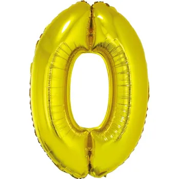 Balónek Nafukovací číslice balónek, zlatá folie 35cm - číslice 0