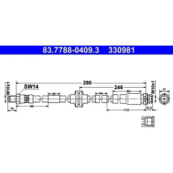 Brzdová hadice Brzdová hadice ATE 83.7788-0409.3