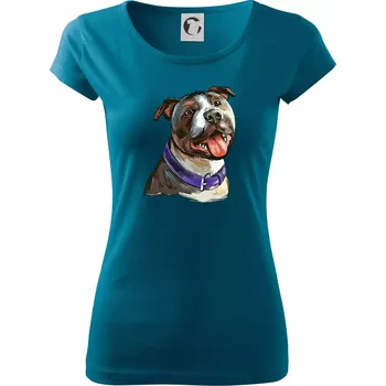 Dámské tričko Americký stafordširský teriér kreslený - Dámské triko Pure - M ( Petrolejová )
