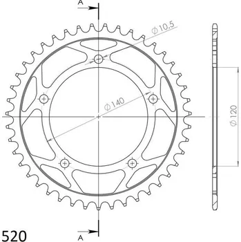 Řetězová sada pro motocykl Řetězová rozeta SUPERSPROX RFE-1793:43-BLK černý 43 zubů, 520