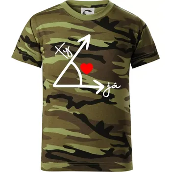 Matematika láska - Dětské maskáčové triko - 134 cm/8 let ( Zelený maskáč )