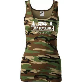 Dámské tričko Trochu jiná dovolená obytňák - Dámské Maskáčové tílko - XL ( Hnědý maskáč )