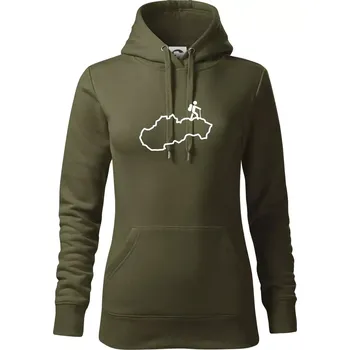 Dámská mikina Slovenský turista - Mikina dámská Cape s kapucí - M ( Military )