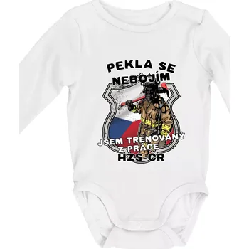 Pekla se nebojím HZS ČR - Body kojenecké s dlouhým rukávem - Dlouhý r. do 3 měs ( Bílá )
