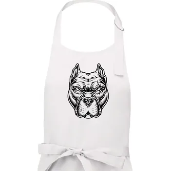 Kuchyňská zástěra Americký stafordširský teriér hlava - Dámská zástěra na vaření - Univerzální velikost ( Bílá )