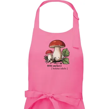 Kuchyňská zástěra Hřib smrkový - Boletus edulis kreslený - Dámská zástěra na vaření - Univerzální velikost ( Růžová )