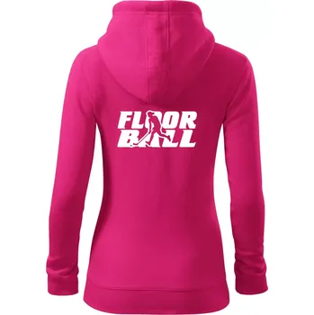 Dámská mikina Floorball nápis rovný - Dámská mikina trendy zipper s kapucí - S ( Purpurová )