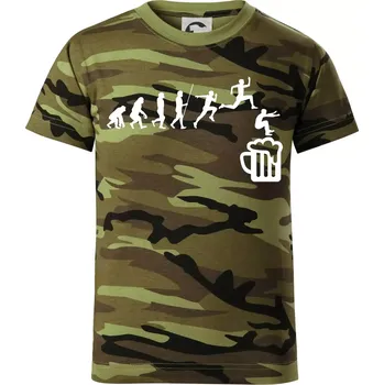 Evoluce pivo skok - Dětské maskáčové triko - 146 cm/10 let ( Zelený maskáč )