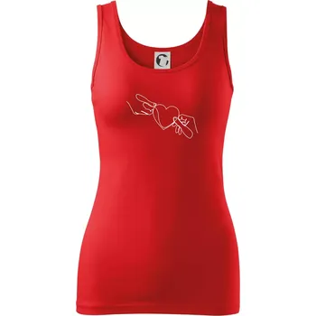 Dámské tričko Dvě ruce a srdce jedním tahem - Dámské tílko - L ( Červená )