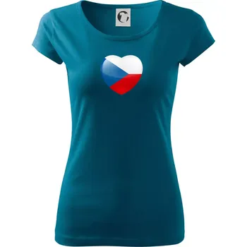 České srdce - vlajka - Dámské triko Pure - S ( Petrolejová )