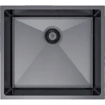 Granitový dřez Erga HD, 1-komorový ocelový dřez 490x440x210 mm, grafitová, ERG-MLS-HD4944B