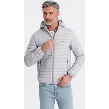 Pánská bomber bunda se saténovou úpravou V2 OM-JALP-22FW-007 Barva: Šedá, Velikost: L