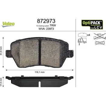 Brzdová destička Sada brzdových destiček, kotoučová brzda VALEO 872973