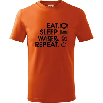 Eat sleep water polo repeat - Tričko dětské bavlněné - 146 cm/10 let ( Oranžová )