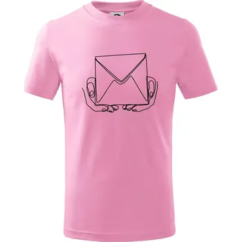 Chlapecké tričko Obálka pošták jedním tahem - Tričko dětské bavlněné - 98 cm / 2 roky ( Růžová )