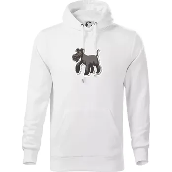 Pánská mikina Knírač samolepka - Mikina pánská Cape s kapucí - S ( Bílá )