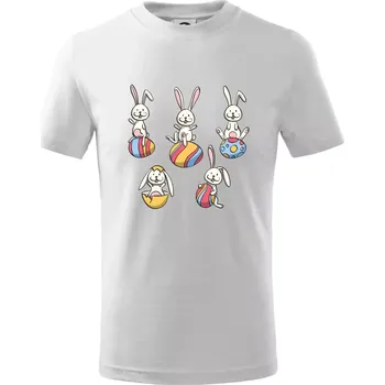 Velikonoční zajíci - Tričko dětské bavlněné - 98 cm / 2 roky ( Bílá )