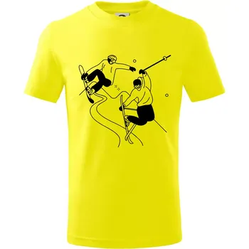 Lyžovaní - kresleny obrázek - Tričko dětské bavlněné - 98 cm / 2 roky ( Citrónová )