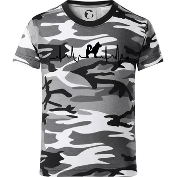 Chlapecké tričko Shiba-Inu EKG - Dětské maskáčové triko - 146 cm/10 let ( Šedý maskáč )