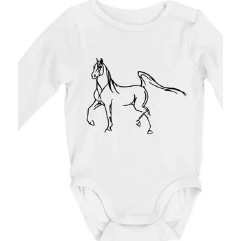 Kojenecký body Kůň silueta - Body kojenecké s dlouhým rukávem - Dlouhý r. do 3 měs ( Bílá )