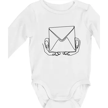 Kojenecký body Obálka pošták jedním tahem - Body kojenecké s dlouhým rukávem - Dlouhý r. do 3 měs ( Bílá )