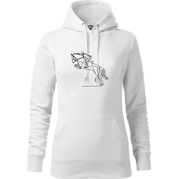 Dámská mikina Jízda na koni jedním tahem - Mikina dámská Cape s kapucí - M ( Bílá )