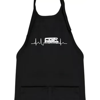 Kuchyňská zástěra EKG obytňák - Dětská zástěra na vaření - Univerzální velikost ( Černá )