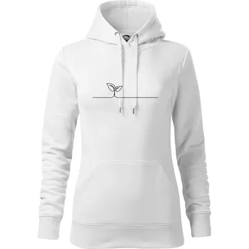 Dámská mikina Listy květiny linka - Mikina dámská Cape s kapucí - XL ( Bílá )