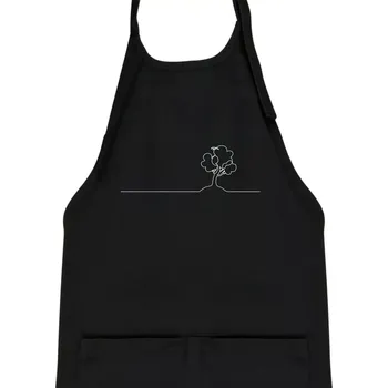 Kuchyňská zástěra Strom s ptáčkem linka - Dětská zástěra na vaření - Univerzální velikost ( Černá )