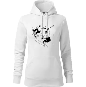 Dámská mikina Lyžovaní - kresleny obrázek - Mikina dámská Cape s kapucí - L ( Bílá )