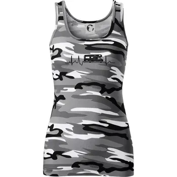 Dámské tričko EKG obytňák - Dámské Maskáčové tílko - S ( Šedý maskáč )