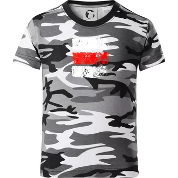 Chlapecké tričko Turistická značka - červená - Dětské maskáčové triko - 146 cm/10 let ( Šedý maskáč )