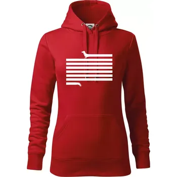 Dámská mikina Jezevčík dlouhý - Mikina dámská Cape s kapucí - M ( Červená )