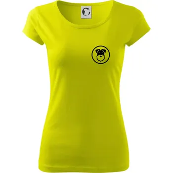 Dámské tričko Knírač v kolečku na prsu - Dámské triko Pure - M ( Limetková )