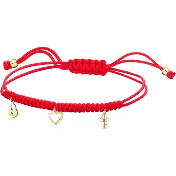 Náramek Náramek s prvky ze žlutého zlata s diamantem - srdce, visací zámek, klíč - 0,003 ct - ryzost 585 - 110.267/R