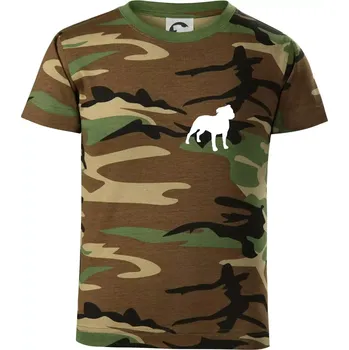 Americký stafordširský teriér Na prsu - Dětské maskáčové triko - 122 cm/6 let ( Hnědý maskáč )