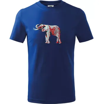 Slon vintage - Tričko dětské bavlněné - 98 cm / 2 roky ( Královská modrá )