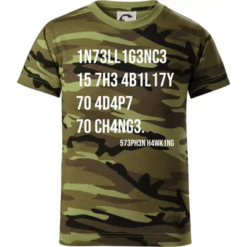 Chlapecké tričko Test inteligence - Stephen Hawking - Dětské maskáčové triko - 104-110cm / 3-4 roky ( Zelený maskáč )