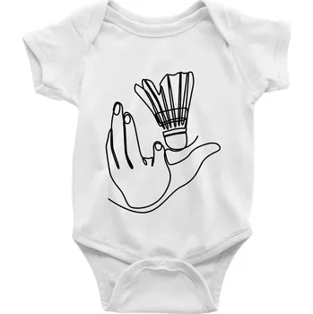 Kojenecký body Badminton jedním tahem - Body kojenecké s krátkým rukávem - Krátký r. do 3 měs ( Bílá )