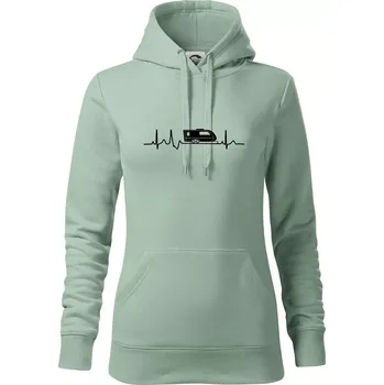 Dámská mikina EKG karavan - Mikina dámská Cape s kapucí - M ( Sage )