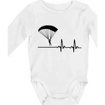 Paragliding EKG - Body kojenecké s dlouhým rukávem - Dlouhý r. do 3 měs ( Bílá )
