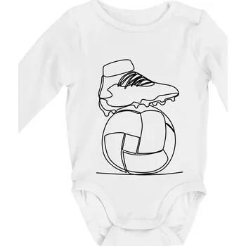 Fotbalový míč kopačka jedním tahem - Body kojenecké s dlouhým rukávem - Dlouhý r. 3-6 měs ( Bílá )