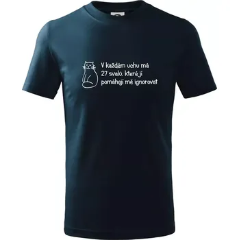 Chlapecké tričko Kočka - 27 svalů - Tričko dětské bavlněné - 134 cm/8 let ( Námořní modrá (velmi tmavá - téměř černá) )