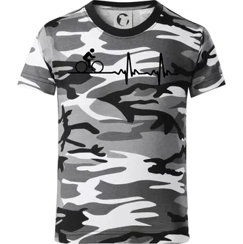 Chlapecké tričko Cyklo ekg - kolo - Dětské maskáčové triko - 122 cm/6 let ( Šedý maskáč )