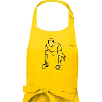 Kuchyňská zástěra Trenér fitness jedním tahem - Pánská zástěra na vaření - Univerzální velikost ( Žlutá )