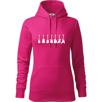 Dámská mikina Kytary v řadě - Mikina dámská Cape s kapucí - XL ( Purpurová )