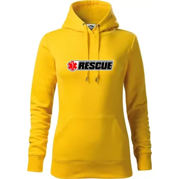 Dámská mikina Záchranář rescue kříž červený - Mikina dámská Cape s kapucí - XL ( Žlutá )
