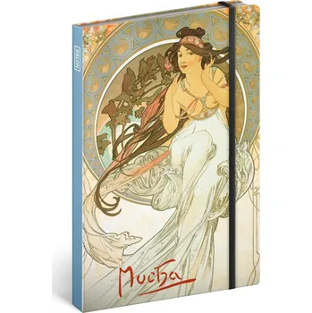Blok Notes Alfons Mucha - Hudba, linkovaný, 13 × 21 cm